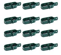 Lot de 12 tendeurs de fil plastifié vert pour clôture, maille, étendoir, en métal de jardin pour poteaux, lot de 12 pièces (12 pièces)