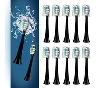 Lot de 12 têtes de brosse à dents de rechange compatibles avec les brosses à dents électriques Fairywill P11 T9, poils en forme de W, douces et sanitaires pour brosses à dents modèle P11 T9 (noir)
