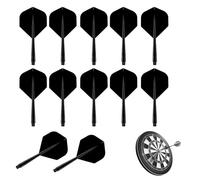 Lot de 12 Tige de Fléchettes Intégrée et Ailettes, 75 mm de Filetage pour Fléchettes, Tiges en Plastique, Ailes de Fléchettes Intégrées et Puits, pour Fléchettes Soft et Steel Tip, Noir