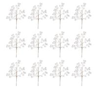 Lot de 12 tiges de Baies artificielles pour Sapin de Noël, 45 cm, Blanc