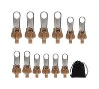 Lot de 12 tire-fermetures éclair avec 1 sac de rangement - Accessoires de fermeture éclair amovibles - Tire-fermeture éclair de rechange - Utilisable pour manteaux, bagages, etc. (marron)