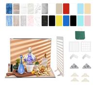 Lot de 12 toiles de fond pour photographie - 42 x 29 cm - Papier de fond double face - 24 motifs pour produits alimentaires, bijoux, cosmétiques