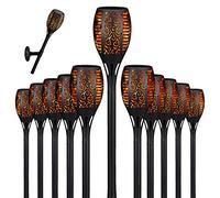 Lot de 12 torches solaires à LED - Environ 58 cm - Support mural