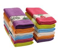 Briebe – Lot de 12 chiffons éponge 100% coton 50×50 cm, fabriqué au Portugal, multicolore brodé doux