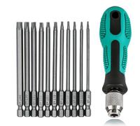 Lot de 12 tournevis Torx T6-T40 - Longueur : 75 mm - Magnétique - 1/4" - Avec trou S2 - En acier - Pour visseuse sans fil T20 T25