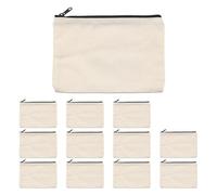Lot de 12 trousses de maquillage en toile NUZAMAS avec fermeture éclair pour voyage, artisanat, école, toilette, beige