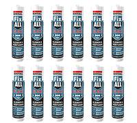Lot de 12 tubes de colle universelle Soudal Fix All Flexi, 470 g, blanche, avec buse à clip