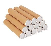 Lot de 12 tubes d'expédition en carton de 5,1 x 30,5 cm avec capuchons pour emballage d'affiches pour envoi