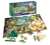 Lot de 12 œufs de dinosaure avec outil d'excavation, cartes d'apprentissage et tapis de jeu, jouets scientifiques pour enfants à partir de 3 à 10 ans, cadeau d'anniversaire de Pâques