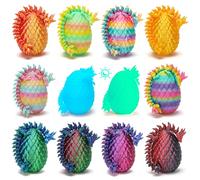 Lot de 12 œufs de dragon imprimés en 3D avec dragon à l'intérieur, cadeaux de Saint-Valentin pour enfants, paniers de Pâques pour adolescents, œufs de Pâques pré-remplis en plastique, décorations de