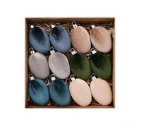 Lot de 12 œufs de Pâques floqués pour décoration créative de vacances, pour une utilisation dans les présentoirs de table, les ornements suspendus et les projets d'artisanat (B)