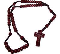 Lot DE 12 Une Douzaine Bois Chapelet catholique Jesus Crucifix Imprint par Bethléem Gifts TM Cerise