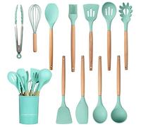 Lot de 12 ustensiles de cuisine en silicone, ustensiles de cuisine en silicone, pince tournante, spatule antiadhésive, cuillère pour ustensiles de cuisine antiadhésifs, résistants à la chaleur, vert
