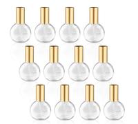 Lot de 12 vaporisateurs en verre transparent avec pompe pour parfum, huile essentielle, voyage, 10 ml, doré