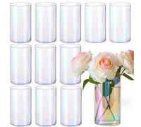 Lot de 12 vases cylindriques en Verre pour la décoration de Table, utilisables pour la décoration de fêtes, de Mariages et de banquets (12, 8.5 x 15 - coloré)