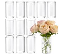 Lot de 12 vases cylindriques en Verre Transparent