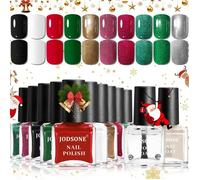 Lot de 12 vernis à ongles avec 10 de couleurs de Noël,2 bases et top coat,vernis à ongles à séchage rapide,super cadeau de beauté