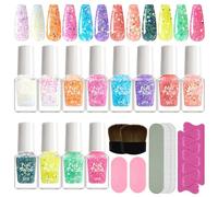 Lot de 12 vernis à ongles gel avec lime à ongles, brosse, séparateur d'orteils, accessoires pour manucure créative