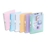 Lot de 12 VIQUEL Classeur personnalisable PROPYSOFT PP 7/10ème, dos 3,5 cm, coloris assortis, 4 anneaux ronds