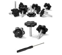 Lot de 12 vis à tête moletée M6 x 30 mm avec poignée M6 - Noir