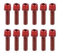 Lot de 12 Vis de Potence de Vélo M5x18 mm, Boulons de Tige de Vélo avec Rondelles, Vélo Boulons de Tige Fixes, Vis de Tige de Bicyclette pour Vélo de Route de Montagne (Rouge)