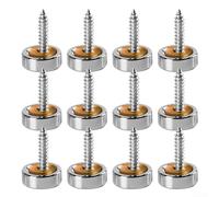 Lot de 12 vis décoratives de 16 mm en acier inoxydable pour miroir - Clou en cuivre pour carrelage publicitaire - Finition chromée