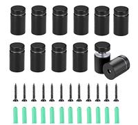 Lot de 12 vis publicitaires de 19 mm x 26 mm pour montage et fixation du cadre photo en verre Noir