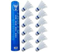 Lot de 12 volants de badminton en plumes haute stabilité, 12 volants en plumes idéales, faciles à utiliser, portables pour homme et femme