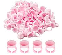 Lot de 120 anneaux de support de colle pour cils, en forme de cœur, en plastique, pour extensions de cils, tasse, support pour extensions de cils, rose