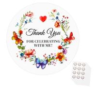 Lot de 120 Autocollant Cadeau, 5cm Merci d'Avoir Célébré Avec Moi Autocollant Cadeau de Remerciement à Venir Autocollant Fleur Sauvage pour Décoration de Cadeau Emballage Sceau d'Enveloppe
