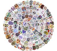 Lot de 120 Autocollants de Crâne, Motif Mexicain Jour De La Mort Autocollant pour Ordinateur Portable Bouteilles d'eau Vélo Planche à Roulettes Bagages Téléphone Snowboard