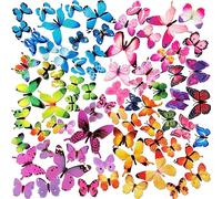 Lot de 120 autocollants muraux en forme de papillon 3D pour décoration murale amovible pour la décoration de la maison, chambre d'enfant, chambre à coucher, décoration, art DIY