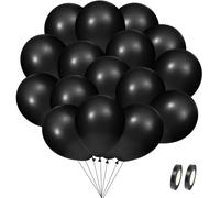 Lot de 120 Ballon Noir, 12 Pouces Ballons Gonflable Anniversaire pour Noir Thème Anniversaire Mariage Evénements Fête Décorations Halloween
