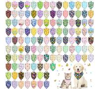 Lot de 120 Bandanas de toilettage pour Chien et Chat - pour Le Printemps et l'été - Réglable - Motif Floral - Lavable - pour Centre Commercial - pour Chiens et Chats de Race Moyenne et Grande