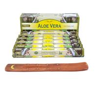 Lot de 120 bâtons d'encens Aloevera Aloe vera 120 bâtonnets d'encens parfumés maison de Joss Sticks avec cendrier collecteur de cendres