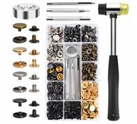 Lot de 120 boutons-pression 6 couleurs cuivre 12 mm Boutons pression métal bronze vêtements Snaps Boutons pression avec kit d'outils de fixation pour cuir, artisanat, veste, portefeuille, sac à main