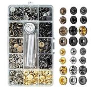 Lot de 120 boutons-pression à coudre en cuir de 12,5 mm avec 4 outils de réglage pour vêtements, jeans, bracelets pour sacs, boutons en métal