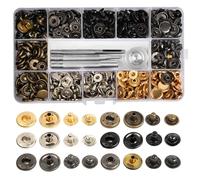 Lot de 120 boutons pression en métal de 12 mm avec outil de fixation, boutons pression robustes sans couture, idéal pour rivets en cuir, jeans, toile, loisirs créatifs, 6 couleurs