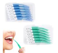 Lot de 120 brossettes interdentaires en silicone doux pour les espaces interdentaires, rechargeables, en remplacement de cure-dents (bleu, vert)