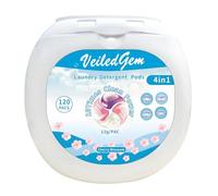 Lot de 120 capsules de linge, parfum fleur de cerisier (120 pièces), formule d'enzymes végétales super concentrées, puissance propre profonde, lutte contre les odeurs, rend les vêtements doux et