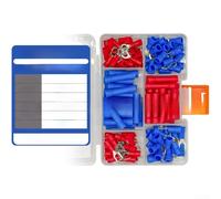 Lot de 120 cosses électriques isolées résistantes au feu - Connecteurs à fourche type U & Y pour fils de 0,5 à 2,5 mm² - Laiton étamé - Bleu/rouge