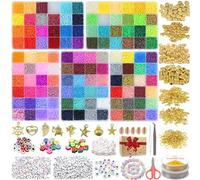 Lot de 120 couleurs 36693 pièces de 3 mm de perles pour bracelets, bijoux de fantaisie, bricolage pour adultes, avec 300 lettres sourire pour kit de bricolage pour fabrication de bijoux