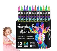 Lot de 120 crayons de couleur acrylique - Double pointe - Marqueurs acryliques de qualité supérieure - Pour bois, pierres, céramique, verre, bricolage, projets artistiques, travaux manuels