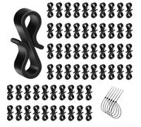 Lot de 120 crochets en S en plastique pour une utilisation en extérieur avec clips d'installation pour accrocher des lumières et des décorations saisonnières (avec 120 sangles)