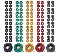 Lot de 120 disques abrasifs de 25 mm - Grain 80/150/240/400/600 - Avec manche de 3 mm - Accessoire de polissage pour outils rotatifs Dremel