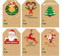 Lot De 120 Étiquettes Autocollantes De Noël En Papier À Lettre En Papier Kraft Coloré 7,6 X 5,1 Cm