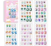 Lot De 120 Faux Ongles À Clipser Pour Enfants Avec Couverture Complète De Couleurs Dégradées De Paillettes Arc-En-Ciel Scintillantes Licorne Pour Enfants Adolescentes Et Filles