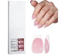 Lot de 120 faux ongles à presser pour French Tip on Nails, cercueil, 15 tailles, sans colle, réutilisables et parfaits pour une utilisation DIY ou en salon