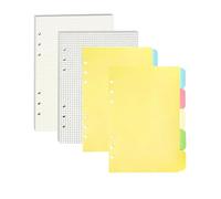 Lot de 120 feuilles de papier de recharge A5 - 6 trous - 10 intercalaires colorés - Pour classeur à anneaux, agendas, agendas