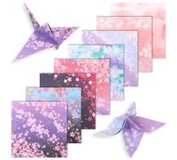 Lot de 120 feuilles de papier pliable pour origami - 15 x 15 cm - Motif fleurs de cerisier - Papier origami coloré double face - 8 styles - Facile à plier - Pour projets d'artisanat